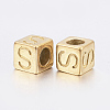 304 Stainless Steel Large Hole Letter European Beads X-STAS-H428-01G-S-2