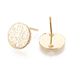 Hammered Brass Stud Earring Findings KK-S345-202G-2