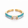 Brass Enamel Cuff Rings RJEW-T016-29-NF-2