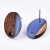 Resin & Walnut Wood Stud Earring Findings MAK-N032-004A-A08-3