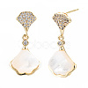 Brass Micro Pave Clear Cubic Zirconia Dangle Stud Earring KK-S356-353-NF-1