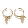 Adjustable Brass Micro Pave Clear Cubic Zirconia Cuff Rings ZIRC-Z002-05G-2