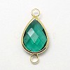 Golden Tone Brass Glass Teardrop Links connectors GLAA-J010A-HF10-G-2