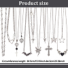 12Pcs 12 Style Heart & Cross & Butterfly & Bat Alloy Enamel Pendant Necklaces Set with Rhinestone NJEW-FI0001-03-2