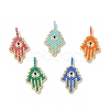 Glass Seed Beaded Hamsa Hand with Eye Pendants PALLOY-MZ01054-1