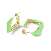 Enamel Twist Square Stud Earrings EJEW-P214-23G-02-2