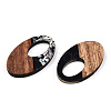Opaque Resin & Walnut Wood Pendants RESI-N039-62C-2