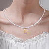 Imitation Pearl with Stainless Steel Pendants Necklaces NJEW-LP0001-51E-G-4