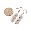 Dyed Nature Lava Rock Round Beaded Dangle Earrings for Women EJEW-JE05636-04-3