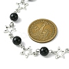 Star Alloy & Round Natural Eyeless Obsidian Link Chain Necklaces for Women NJEW-JN05135-3