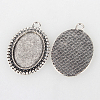 Tibetan Style Alloy Pendant Cabochon Settings X-TIBEP-N003-37AS-2