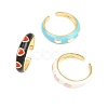 Brass Enamel Cuff Open Rings RJEW-P190-01G-2
