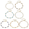 Brass Natural Mixed Stone Link Bracelets for Women BJEW-JB11683-2
