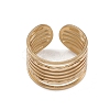 Ion Plating(IP) 304 Stainless Steel Multi Line Open Cuff Rings for Women RJEW-G285-10G-2