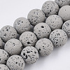 Spray Painted Natural Lava Rock Beads Strands G-N0324-C-02-1