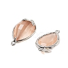 Cat Eye Faceted Teardrop Connector Charms G-B081-02P-02-2