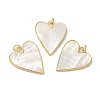 Rack Plating Brass Pave Shell Pendants KK-C052-07G-1