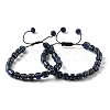 Adjustable Natural Lapis Lazuli and Non-magnetic Synthetic Hematite Braided Bead Bracelets BJEW-Z090-01F-4