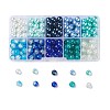 Mixed Baking Paint Crackle Glass & Glass Pearl Bead Sets HY-X0009-8mm-03-1