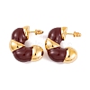 C-Shaped Brass Enamel Stud Earrings for Women EJEW-G391-19G-03-2