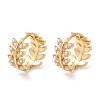 Leaf Brass Hoop Earrings KK-U058-64G-4