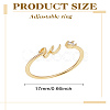 1Pc Letter Brass Rhinestone Open Cuff Rings for Women AJEW-LP0004-47W-G-2