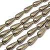 Teardrop Natural Pyrite Beads Strands G-I126-16-30x12mm-1
