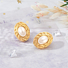 1 Pair ABS Plastic Pearl Oval Stud Earrings EJEW-FI0002-21-7