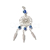 Tibetan Style Alloy Flat Round Net/Web & Feather Pendants HJEW-JM00543-01-1
