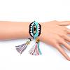 Miyuki Seed Braided Bead Bracelet with Double Tassel BJEW-A121-17-1