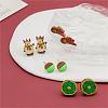 4 Pairs Snowman & Christmas Hat & Wreath Printed Wood Stud Earrings EJEW-OY001-06-4