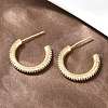 C-Shaped Brass Clear Cubic Zirconia Stud Earrings EJEW-A156-11B-G-3