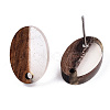 Resin & Walnut Wood Stud Earring Findings MAK-N032-004A-4