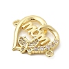 Heart Brass Micro Pave Clear Cubic Zirconia Connector Charmss KK-CJC0013-14C-G-RS-2