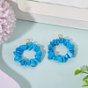2Pcs Dyed Synthetic Turquoise Chip Beaded Pendants PALLOY-TAC0232-03-4
