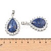 Dyed Natural Lapis Lazuli & Rhinestone Pendants G-K338-31P-08-3
