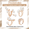 ANATTASOUL 4Pcs 4 Styles Plastic Imitation Pearl Beaded Open Cuff Ring RJEW-AN0001-18-2