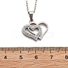 304 Stainless Steel Crystal Rhinestone Heart Pendant Cable Chain Necklaces for Women NJEW-Z056-01B-P-5