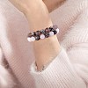 Natural Grey Agate Round Beaded Stretch Bracelet BJEW-SW00077-11-3