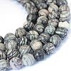 Natural Black Silk Stone/Netstone Round Bead Strands G-E334-6mm-05-1