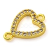 Brass Micro Pave Clear Cubic Zirconia Heart Links Connector Charms KK-A230-03A-G-2