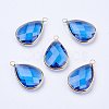 Golden Tone Brass Glass Teardrop Pendants GLAA-M006-A-21G-1