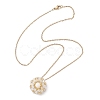 Natural Mashan Jade & Glass Seed Beaded Flat Round Pendant 304 Stainless Steel Cable Chain Necklaces NJEW-MZ00129-02-3