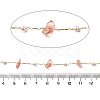 Handmade Cherry Quartz Glass Chip Beaded Chains CHC-F020-02G-03-2
