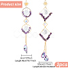 2Pcs 2 Style Teardrop K9 Glass & Natural Amethyst Chip Pendant Decorations HJEW-GO0001-04-2