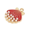 Alloy Enamel Pendants with Plastic Imitation Pearl FIND-Z070-04G-01-2