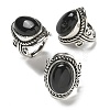 Natural Obsidian Adjustable Rings RJEW-I108-01AS-17-1