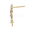 Feather Shape Brass Micro Pave Clear Cubic Zirconia Earring Findings KK-S356-435A-NF-2