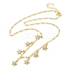Brass Micro Pave Clear Cubic Zirconia Starfish Pendant Necklaces NJEW-B157-05G-4