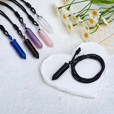 Natural Quartz Crystal Bullet Pendant Necklace JN1043D-1